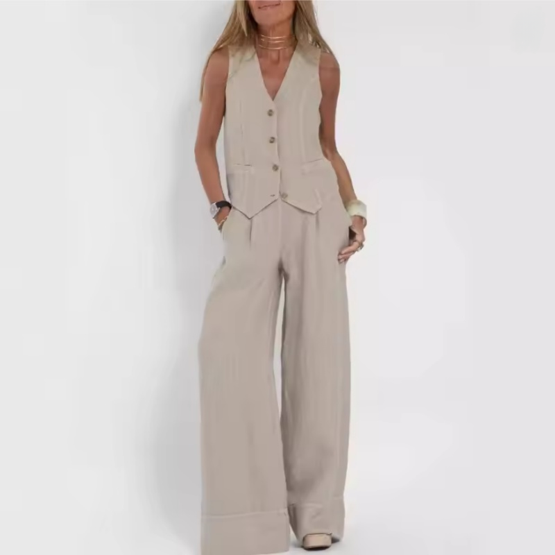 Linen Pant Wide - Womens Cotton Linen 2 Piece Sets