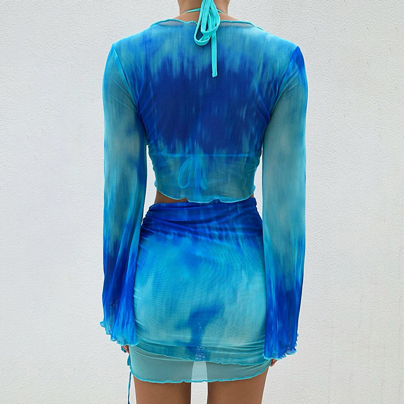 Nsangu Sexy Two Piece Set Blue - مراجعة Crop Top Crochet وسعره