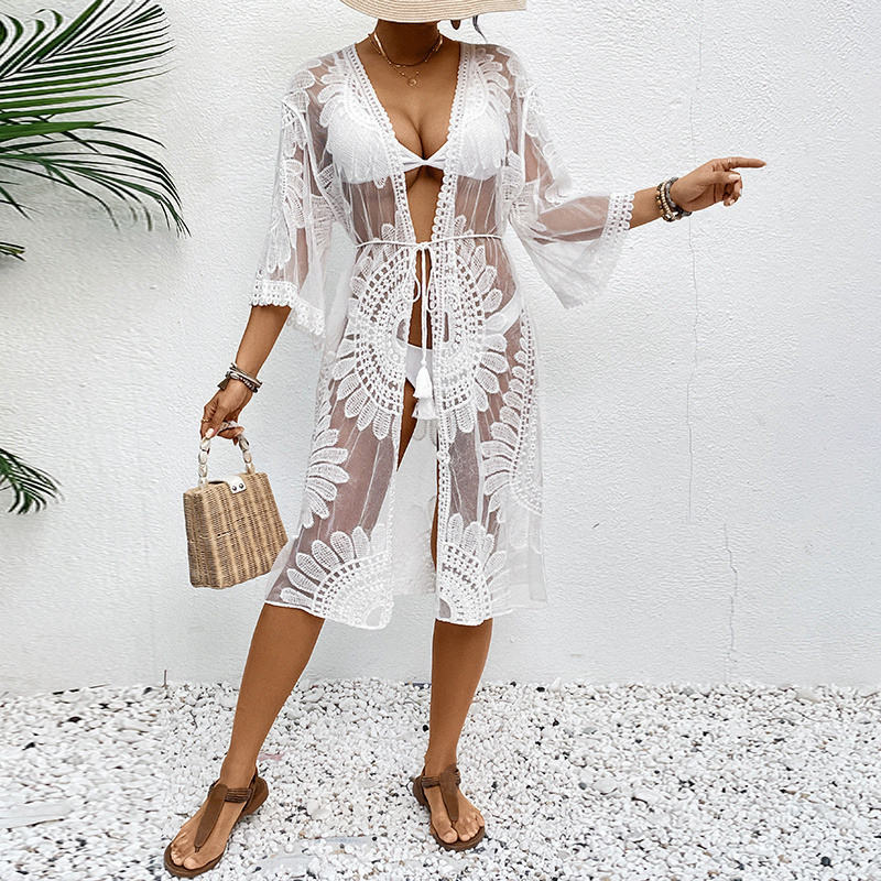 Illusion Sheer Beach Cover 202 - مراجعة Kimono Sheer Floral وسعره