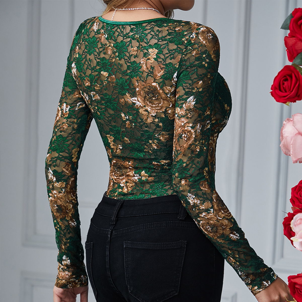 Sexy Lace Bodysuit Women Squar - مراجعة Romper Floral Print وسعره