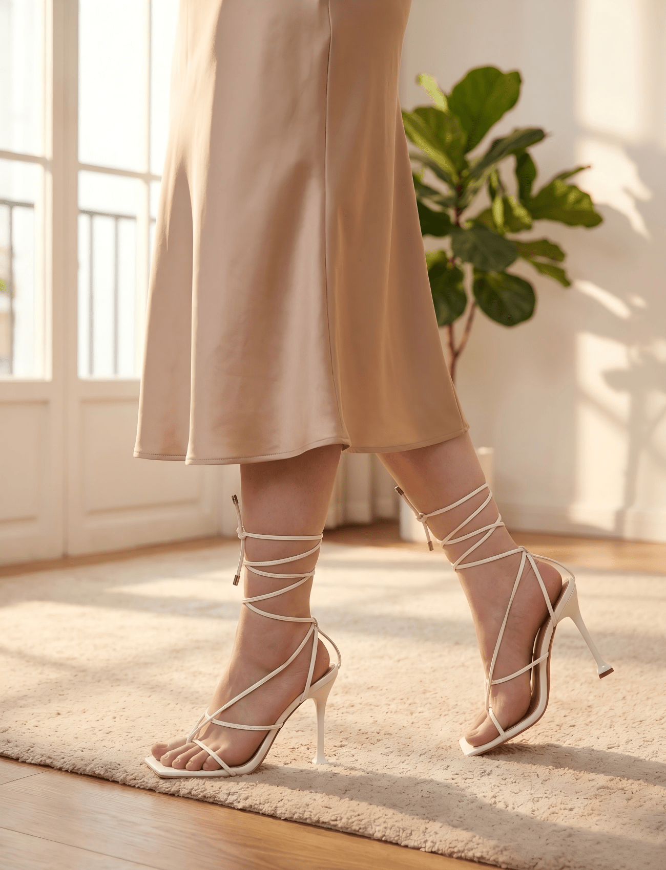 Womens 4.2 Inch Strappy Square - مراجعة Sandal Strappy Heeled وسعره