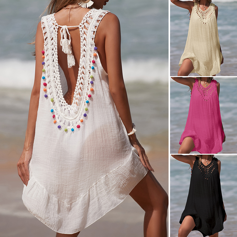 Women V-Neck Backless Hollow O - مراجعة Cover Up Kaftan وسعره