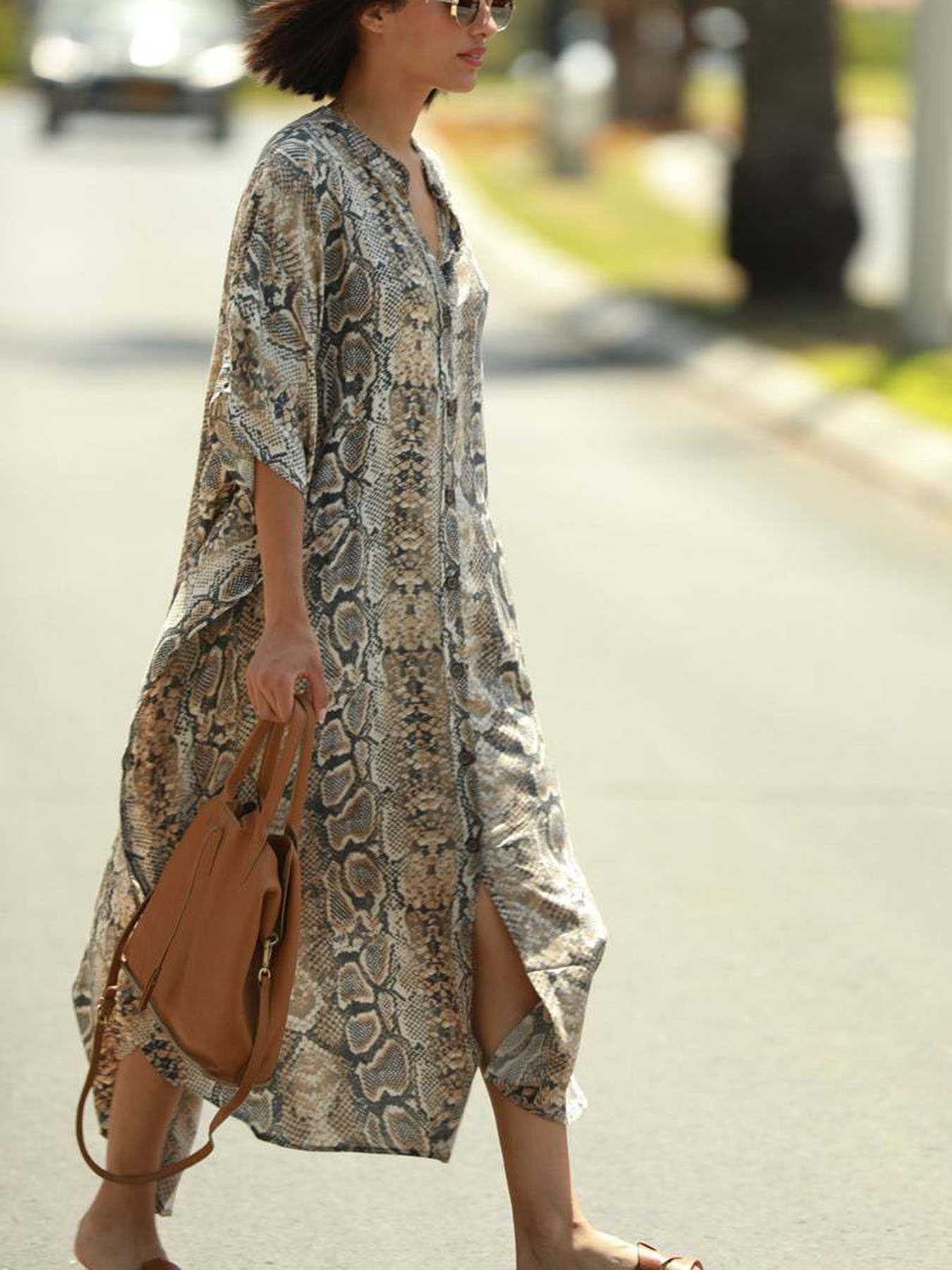 Bohemian Print Beach Cover-Up  - مراجعة Cover Up Kaftan وسعره