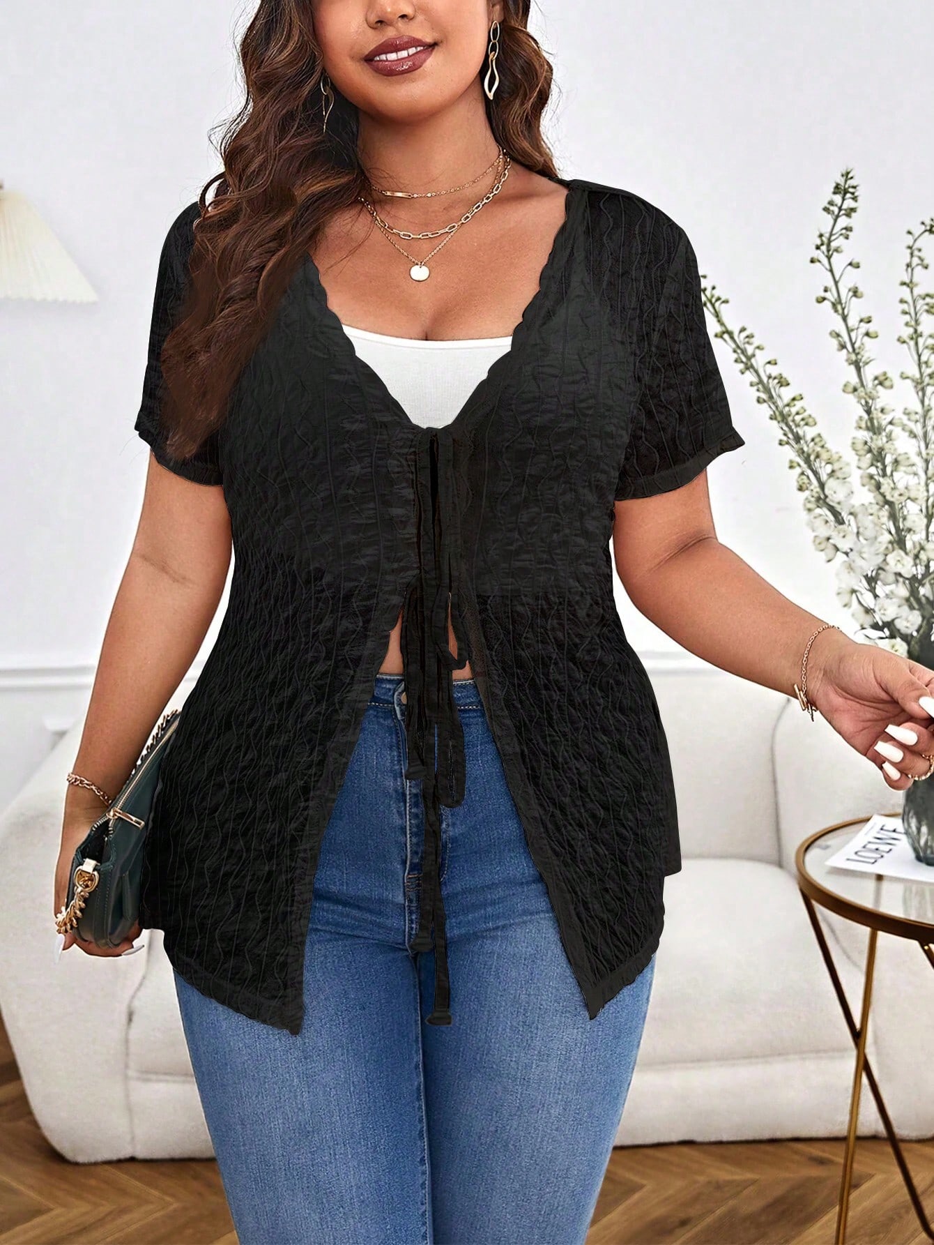 Spring Summer Plus Size Women  - مراجعة Kimono Sheer Floral وسعره