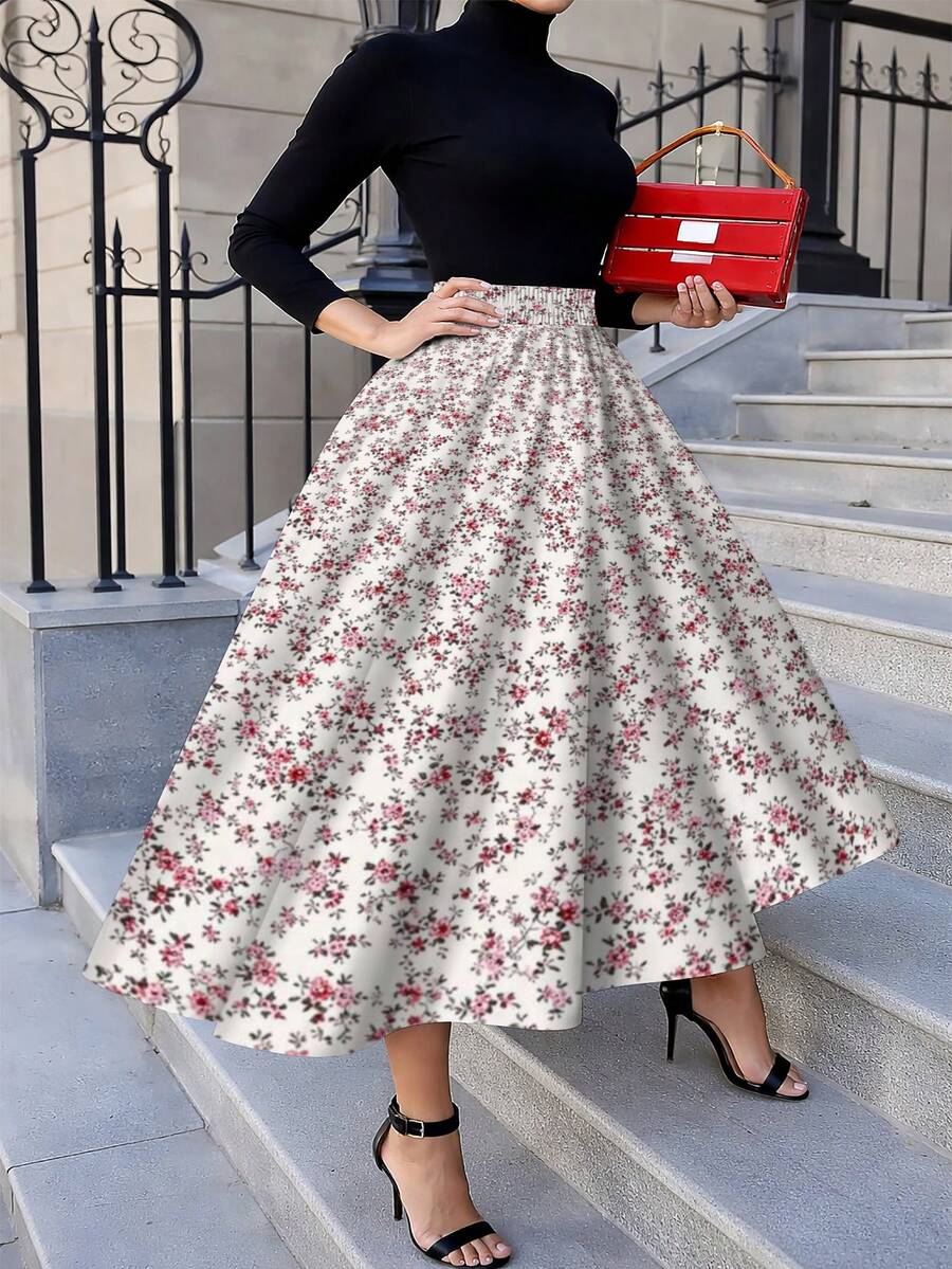Oversized Floral Midi Skirt Pi - مراجعة Midi Skirt Floral وسعره
