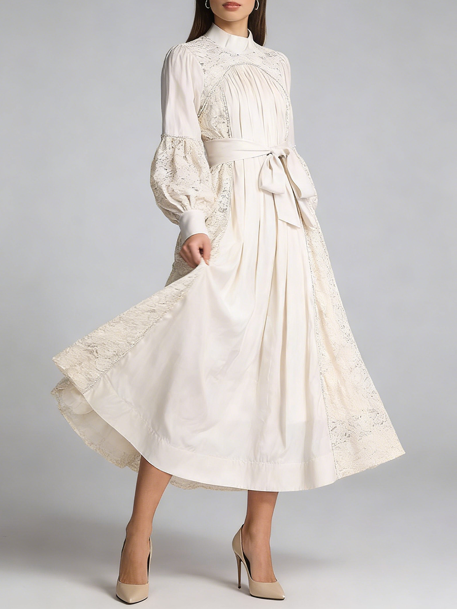 TWOTWINSTYLE Solid Patchwork L - مراجعة Linen Dress Wrap وسعره