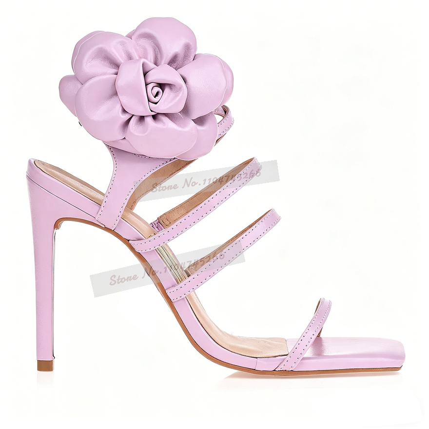 Pink Matte Big Flower Embellis - مراجعة Sandal Strappy Heeled وسعره