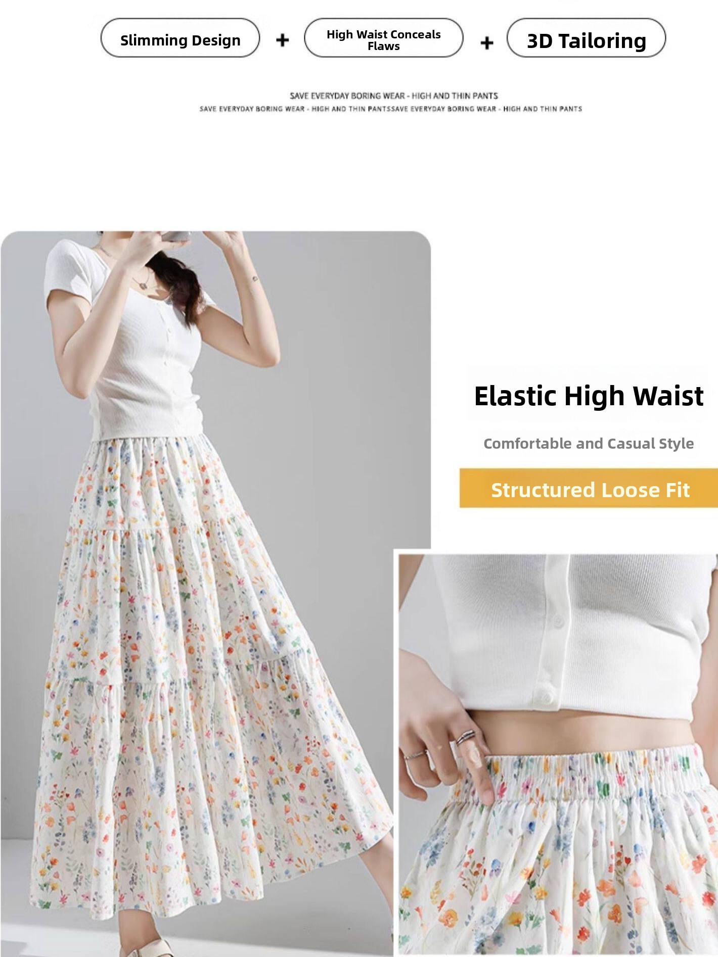plus Size Floral Print A-Line  - مراجعة Midi Skirt Floral وسعره