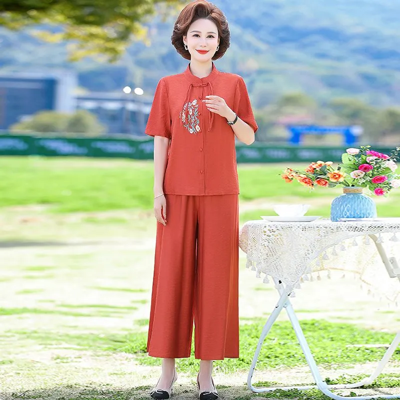 Women's Chinese Style Embroide - مراجعة Linen Pant Wide وسعره