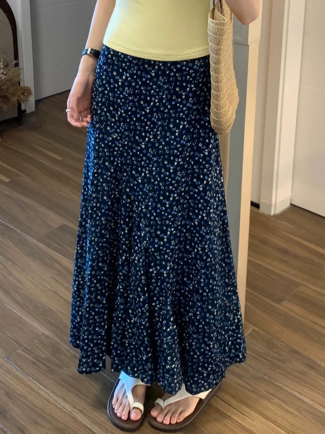 plus Size Floral Print A-Line  - مراجعة Midi Skirt Floral وسعره