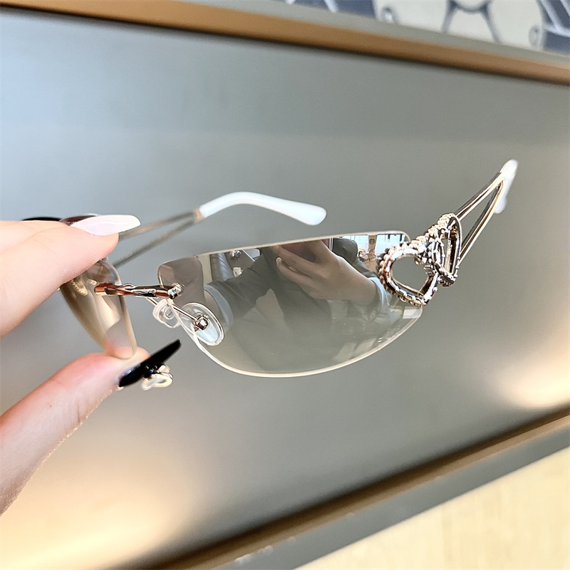 New Oval Cat Eye Frameless Mer - مراجعة Sunglasses Cat Eye وسعره