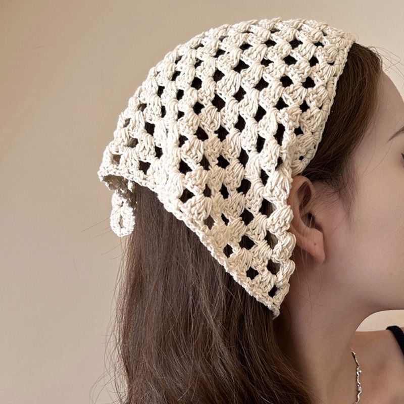 Crochet Triangle Hair Scarf Ho - مراجعة Headband Summer Knit وسعره
