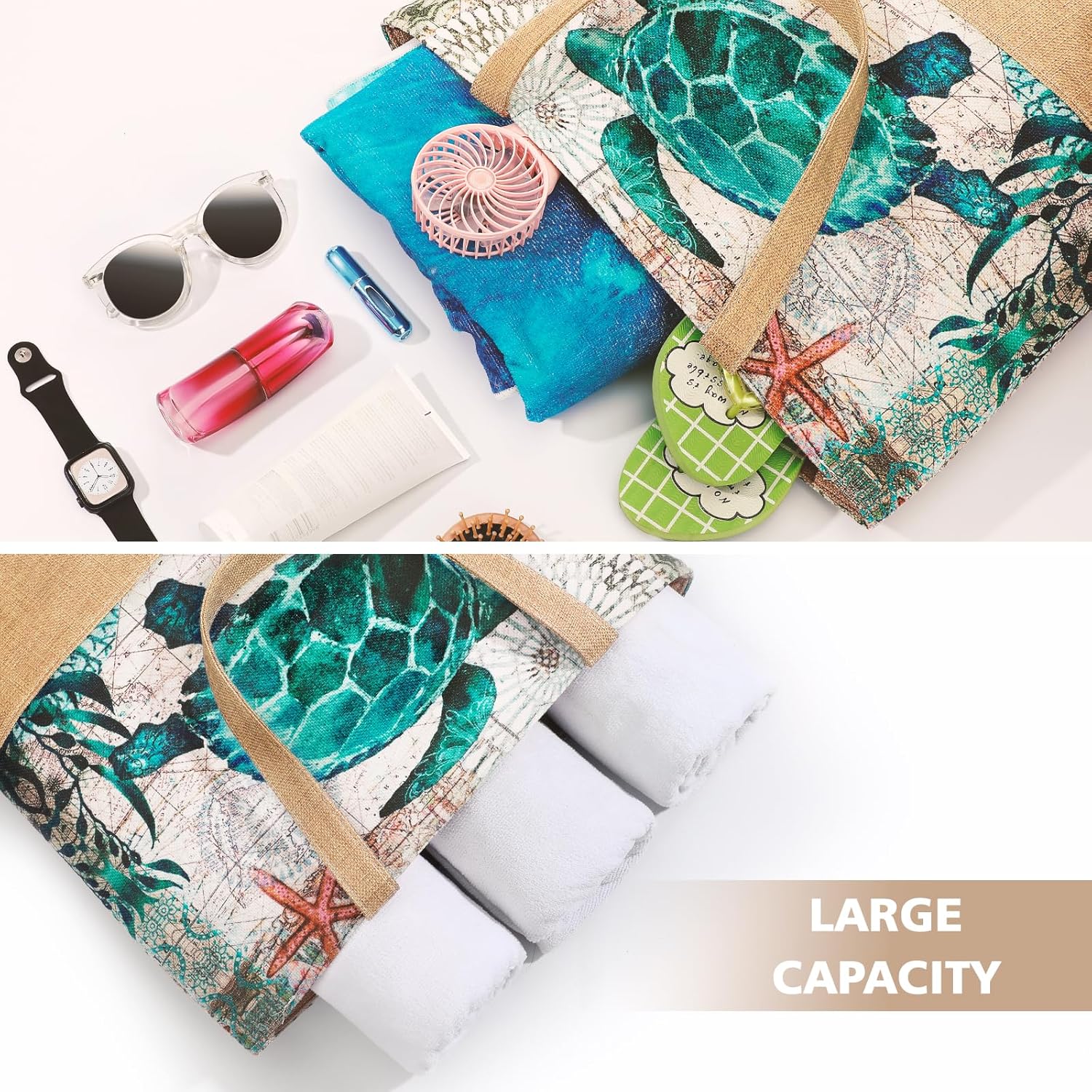 Large Beach Bag for Women with - مراجعة Tote Bag Beach وسعره
