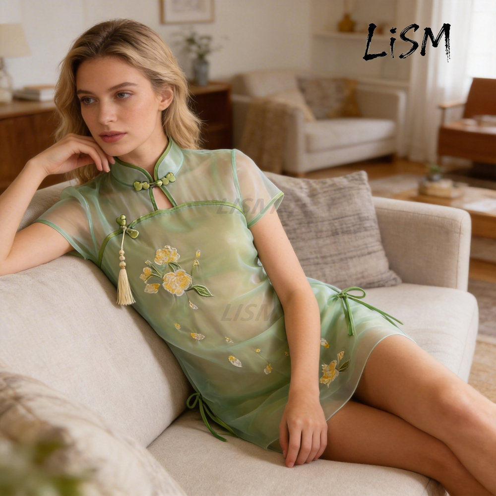 LiSM Women's Cheongsam Pajamas - مراجعة Kimono Sheer Floral وسعره