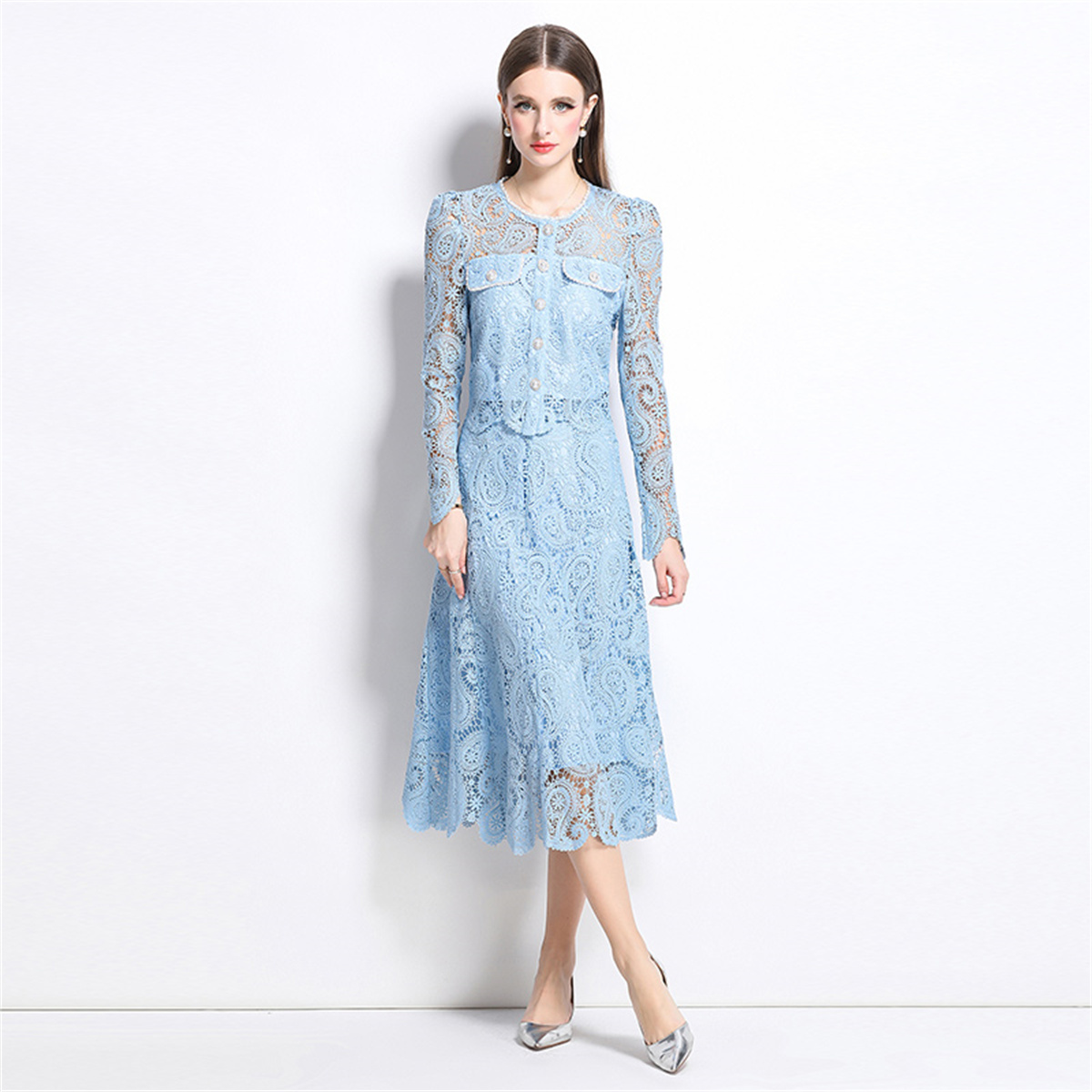 Spring Sweet Lace Flower Embro - مراجعة Midi Skirt Floral وسعره