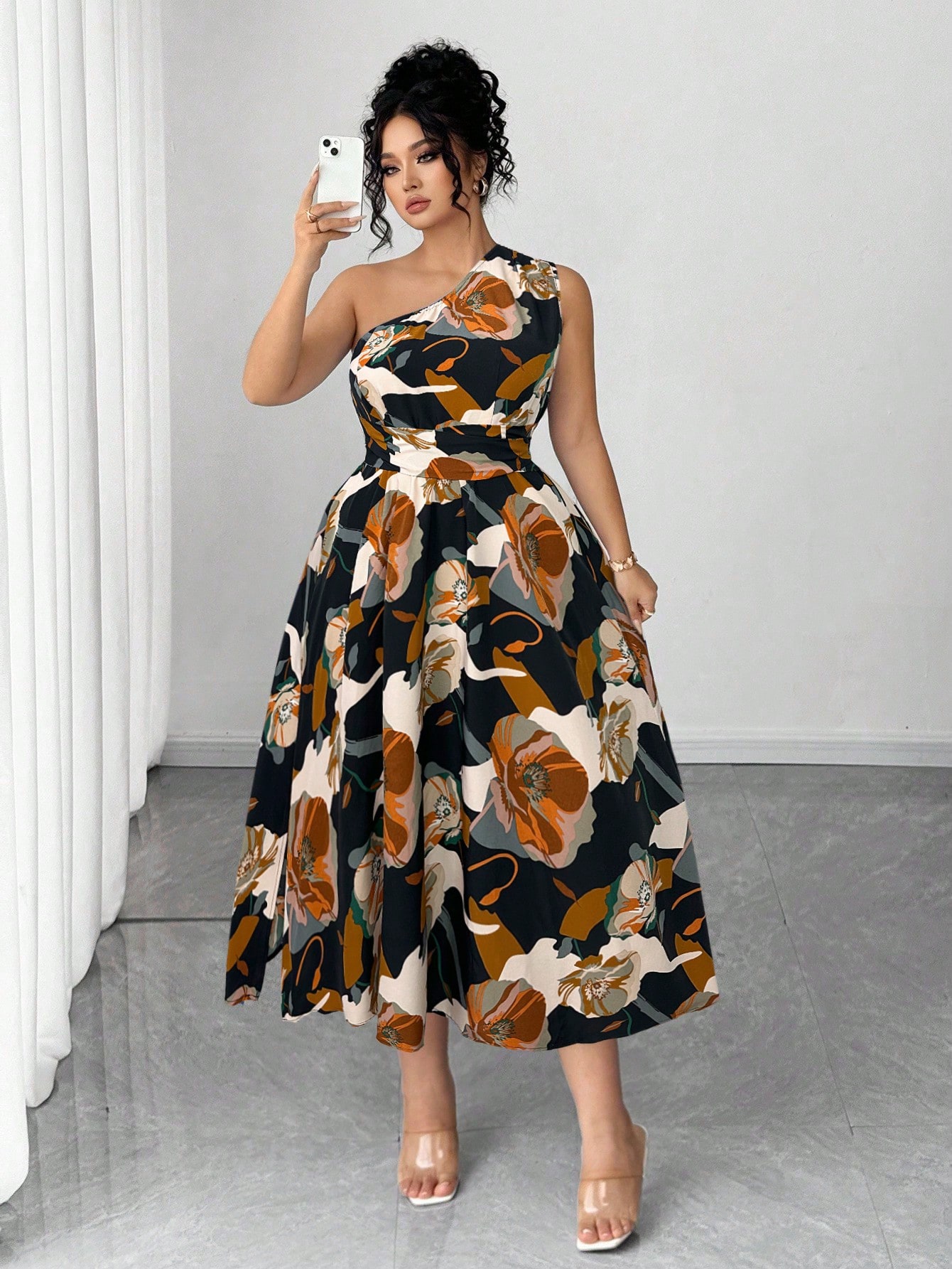 Asymmetrical One-Shoulder Flor - مراجعة Midi Skirt Floral وسعره