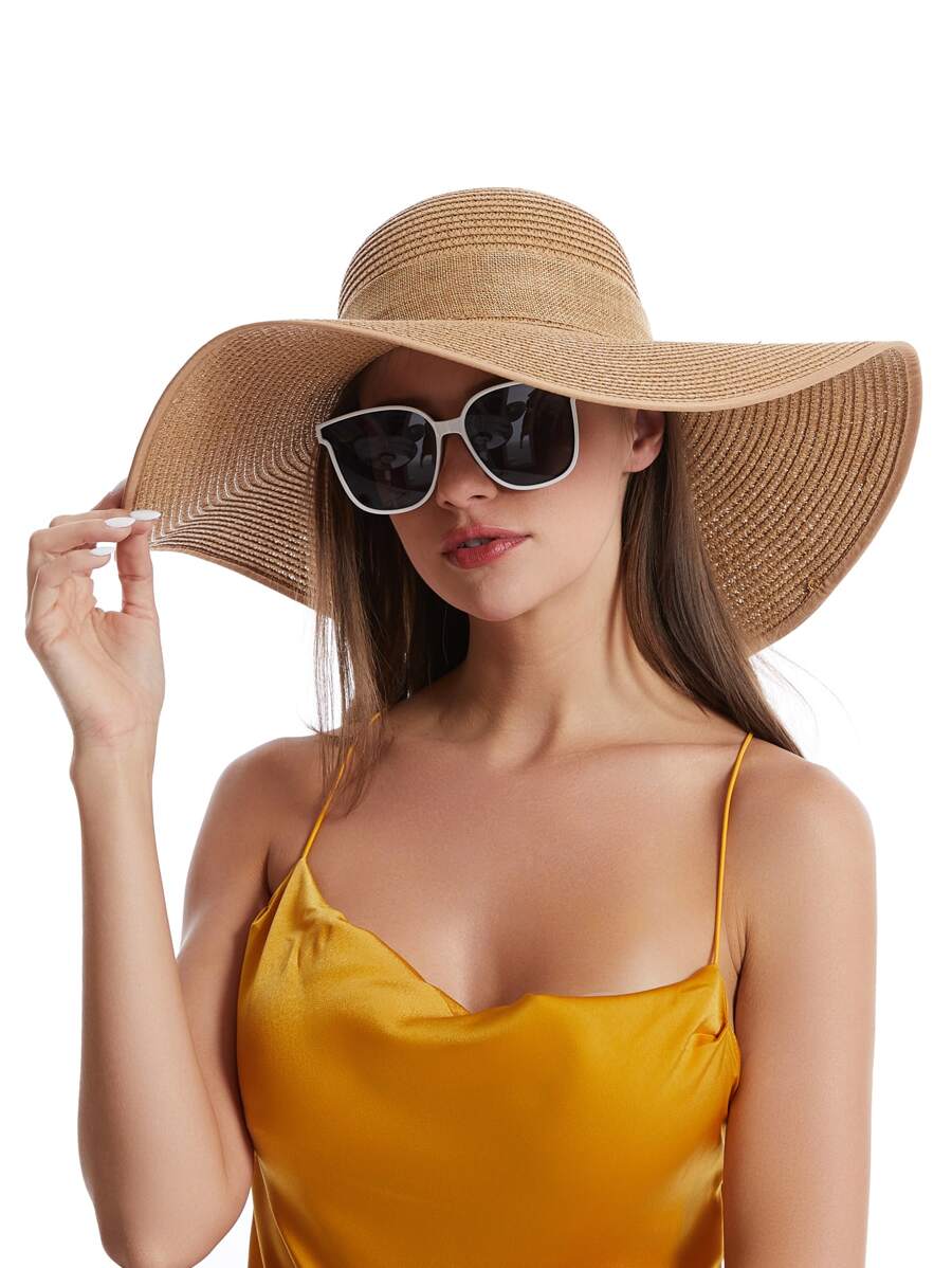 Womens Wide Brim Floppy Straw  - مراجعة Hat Floppy Wide وسعره