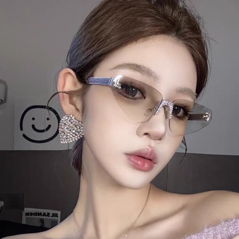 Women's Sexy Cat Eye Rimless R - مراجعة Sunglasses Cat Eye وسعره