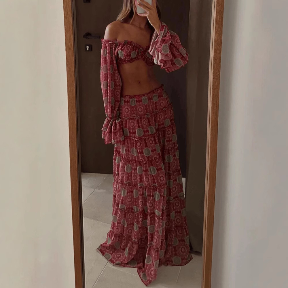 Vintage Print Skirt Two Piece  - مراجعة Romper Floral Print وسعره