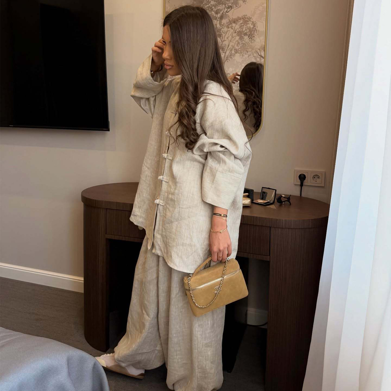New Vintage Chinese Style Co O - مراجعة Linen Pant Wide وسعره