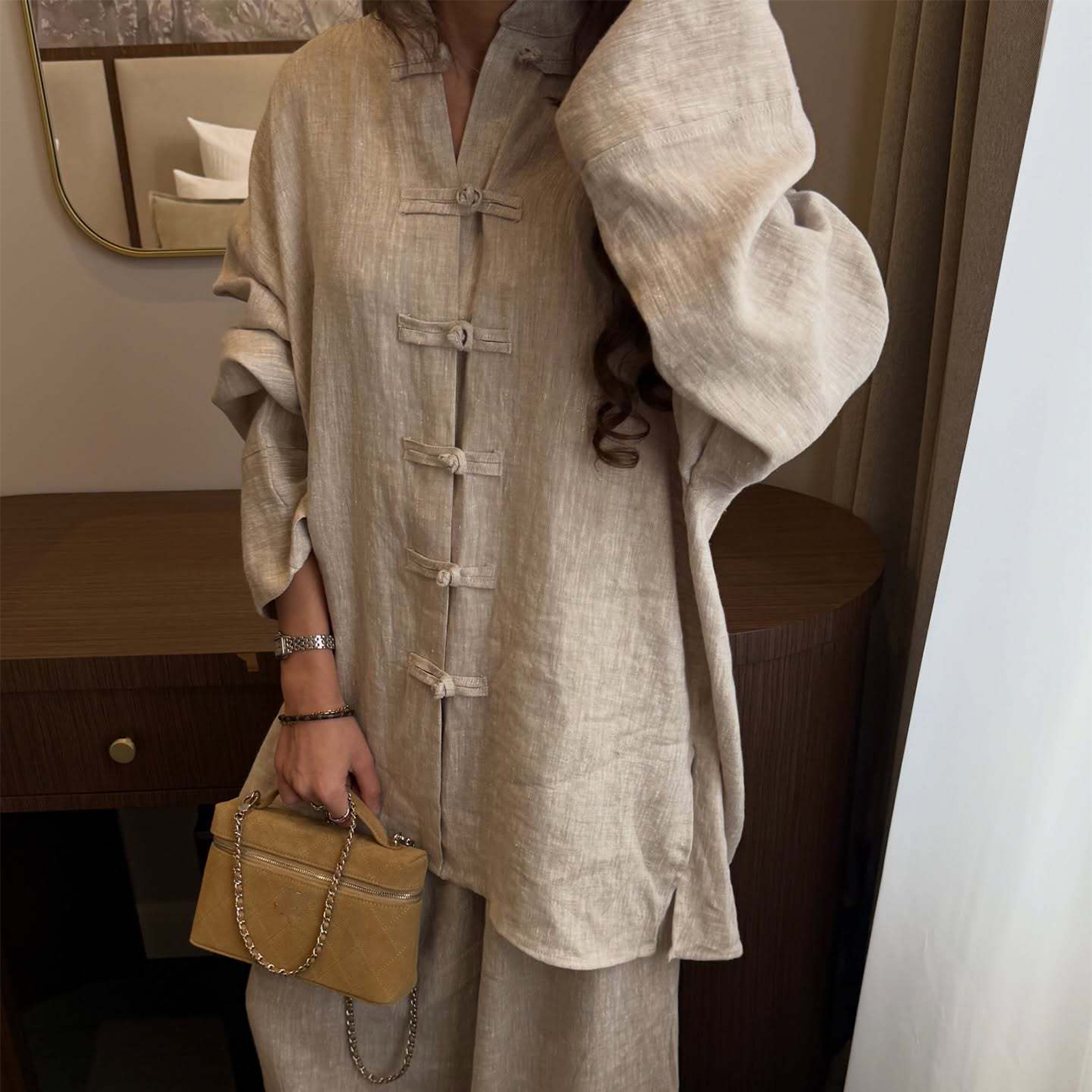 New Vintage Chinese Style Co O - مراجعة Linen Pant Wide وسعره